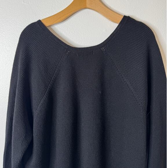 Athleta 1X Black Hanover Refined V-Neck Sweater Merino Wool Chunky Knit Relaxed - Picture 6 of 9